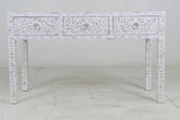 Ellie MoP 3 Drawer Console Floral - White - Furniture Castle