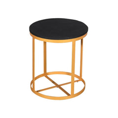 Julian Side Table Round Gold & Black - Furniture Castle