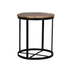 Julian Side Table Round Gold & Black - Furniture Castle