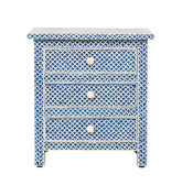 Majestic Inlay 3dr Fish Scale Bedside - Blue - Furniture Castle