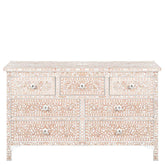 Majestic Inlay 7dr Chest Floral MoP - Blush Pink - Furniture Castle