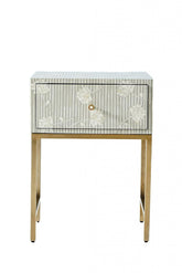 Maverick Lily Inlay Bedsides-Grey - Furniture Castle