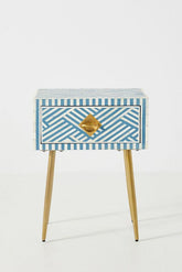 Maverick Optical Inlay Bedsides-Blue - Furniture Castle