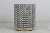 Rowan Inlay Round Geo Sidetable MoP - Grey - Furniture Castle