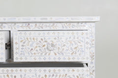 Santiago 7Dr Chest Floral MoP - White - Furniture Castle