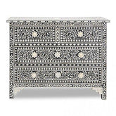 Santiago Inlay 4Dr Chest Floral - Black - Furniture Castle