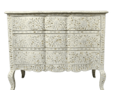 Santiago Inlay Provincial 3Dr Chest Floral MoP - White - Furniture Castle
