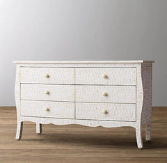 Sienna Inlay 6Dr Chest Floral Provincial - White