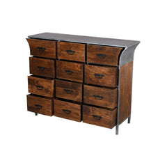 Alpine 12 Drawer Wooden Chest in Natural/ Grey - Furniture Castle