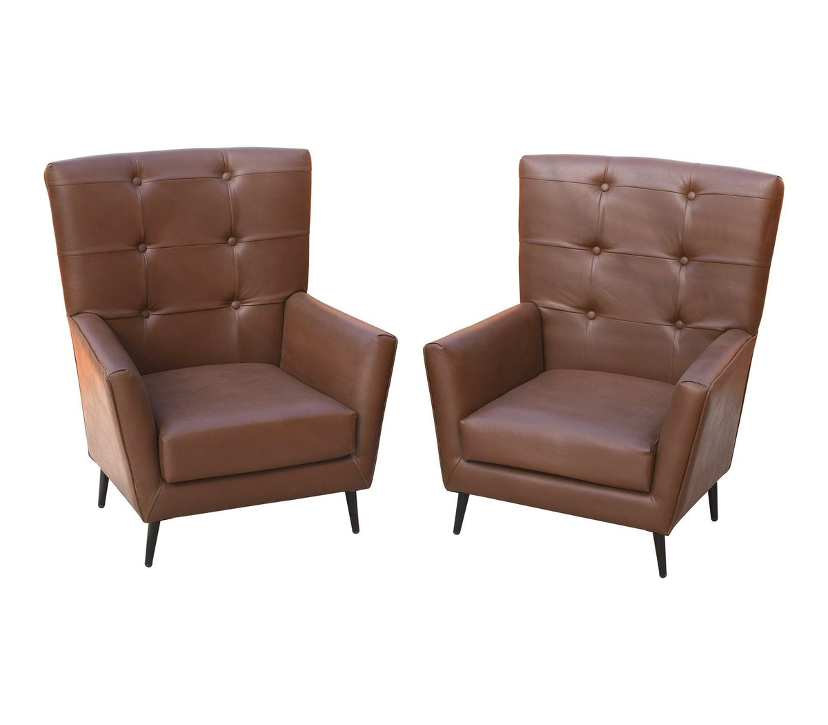 Aristocrate Dark Brown Leather Chair Set of 2 - Furniture Castle