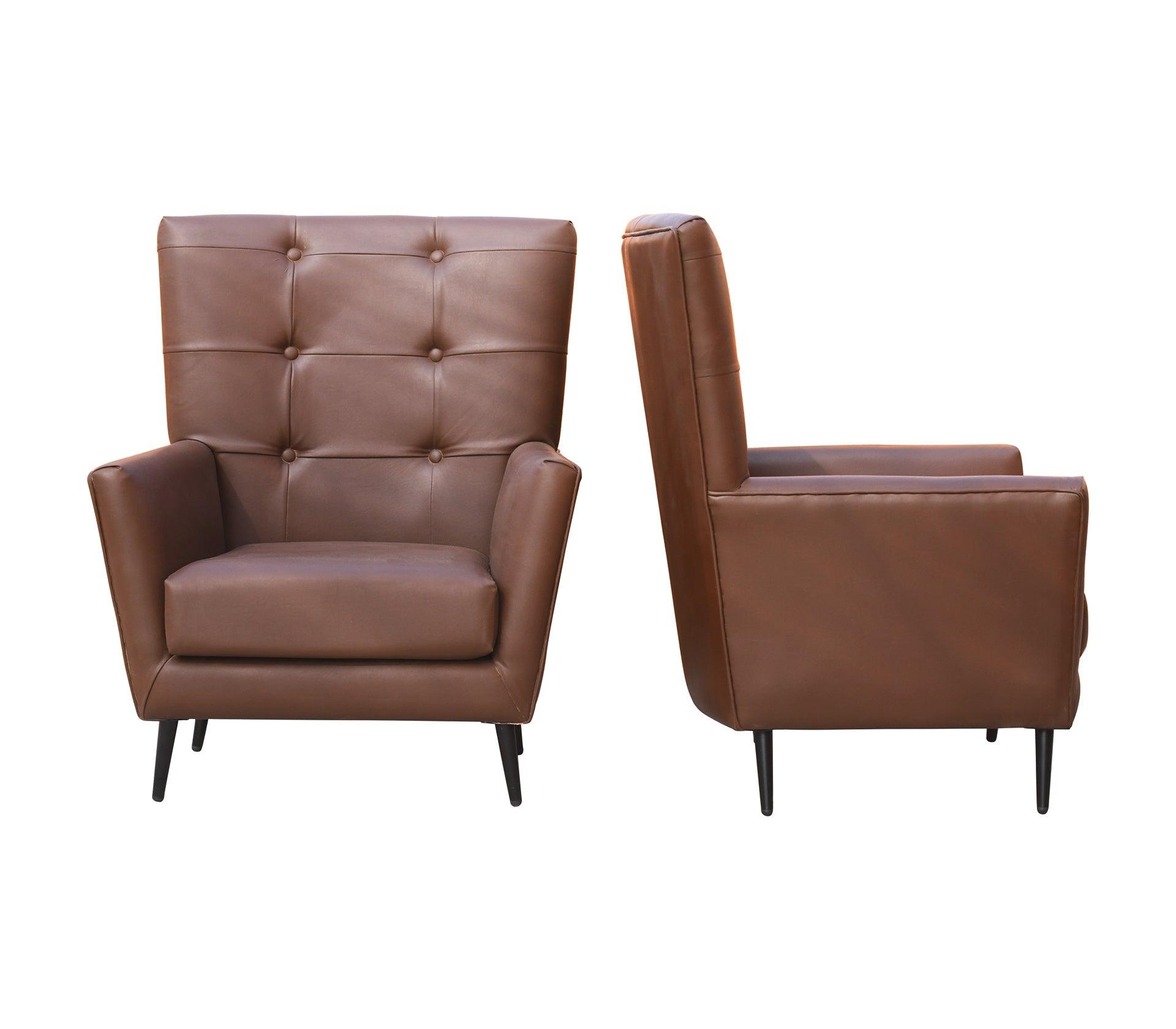 Aristocrate Dark Brown Leather Chair Set of 2 - Furniture Castle