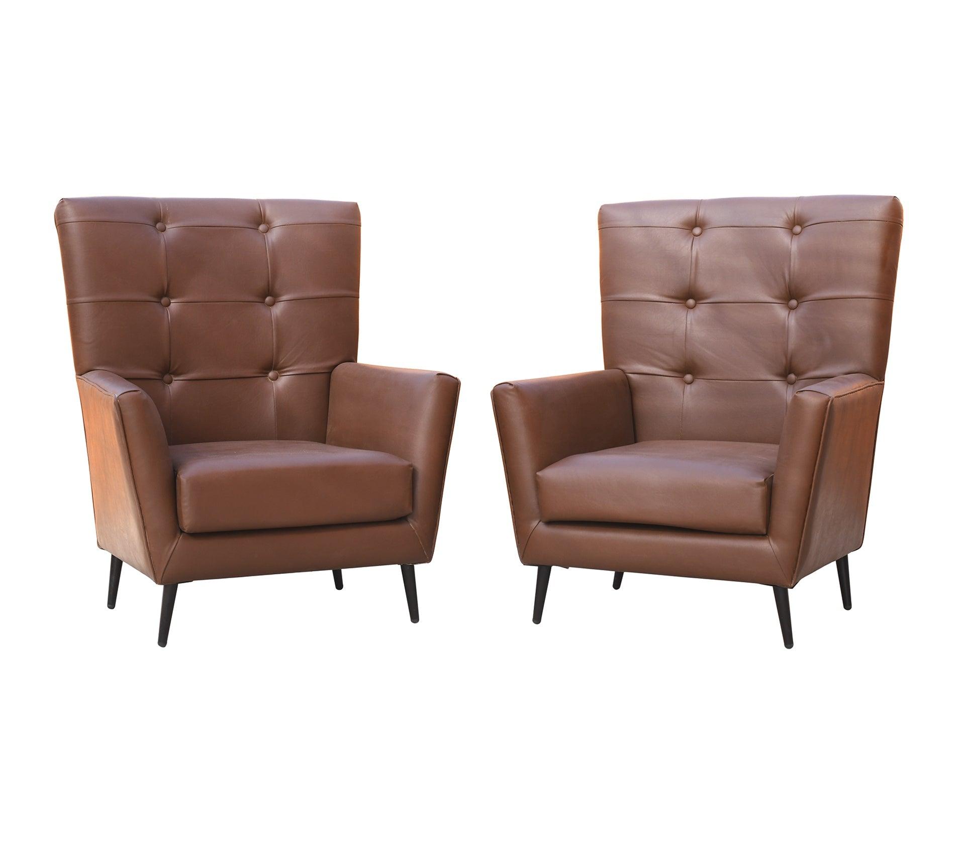 Aristocrate Dark Brown Leather Chair Set of 2 - Furniture Castle