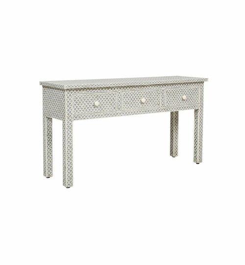 Ellie Inlay 3dr Fish Scale Console - Grey - Furniture Castle