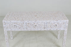 Ellie MoP 3 Drawer Console Floral - White - Furniture Castle