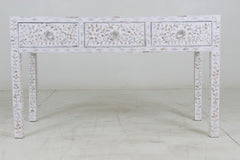 Ellie MoP 3 Drawer Console Floral - White - Furniture Castle