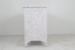 Ellie MoP Floral 4 Drawer Chest - White - Furniture Castle