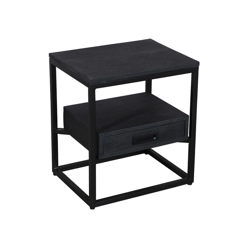 Jessica Bedside Black on Black - Furniture Castle