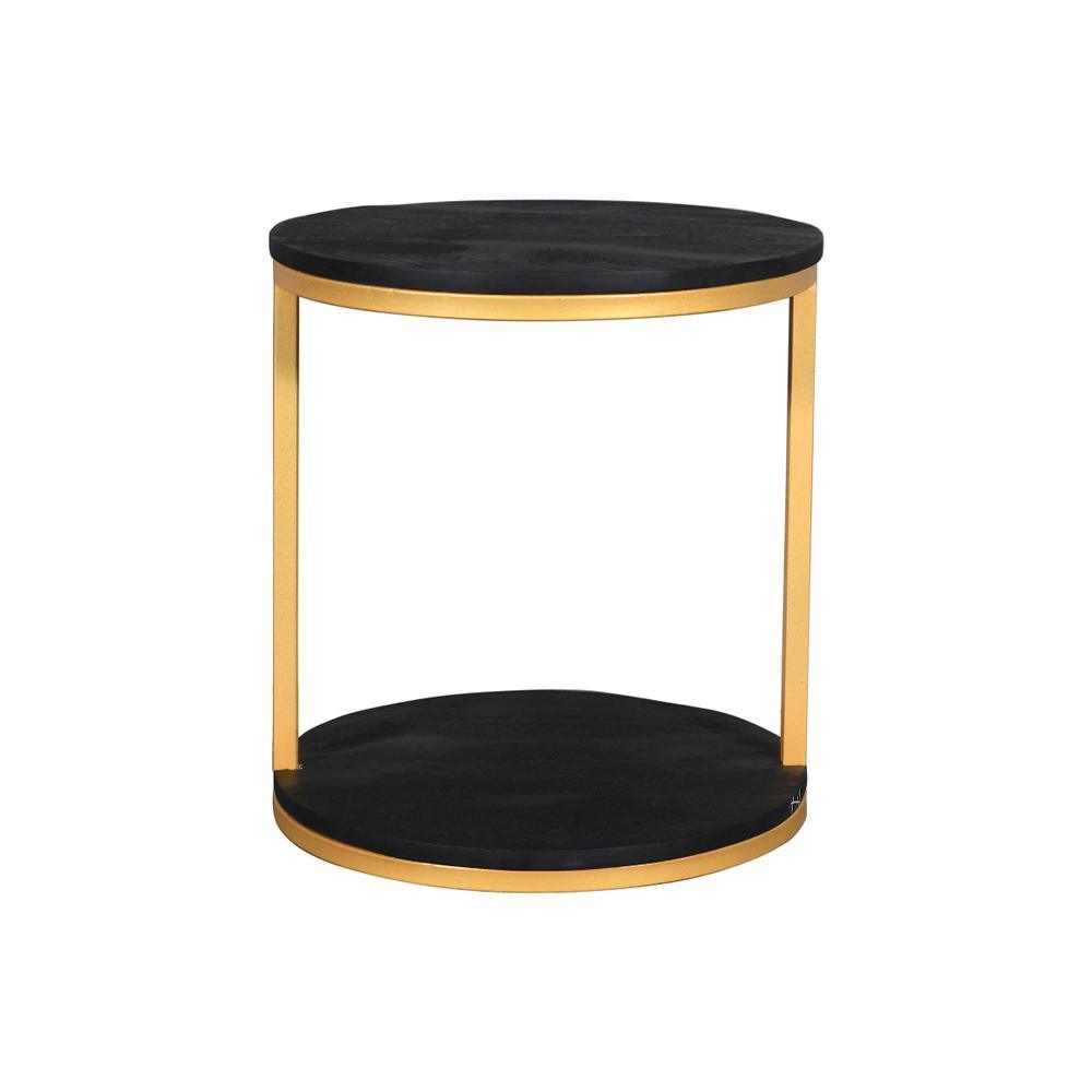 Julian Side Table 2 Tier Gold & Black - Furniture Castle