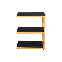 Julian Side Table 3 Tier Gold & Black - Furniture Castle