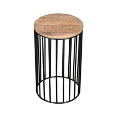 Julian Side Table Cylindrical Gold & Black - Furniture Castle