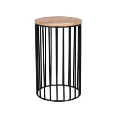 Julian Side Table Cylindrical Gold & Black - Furniture Castle