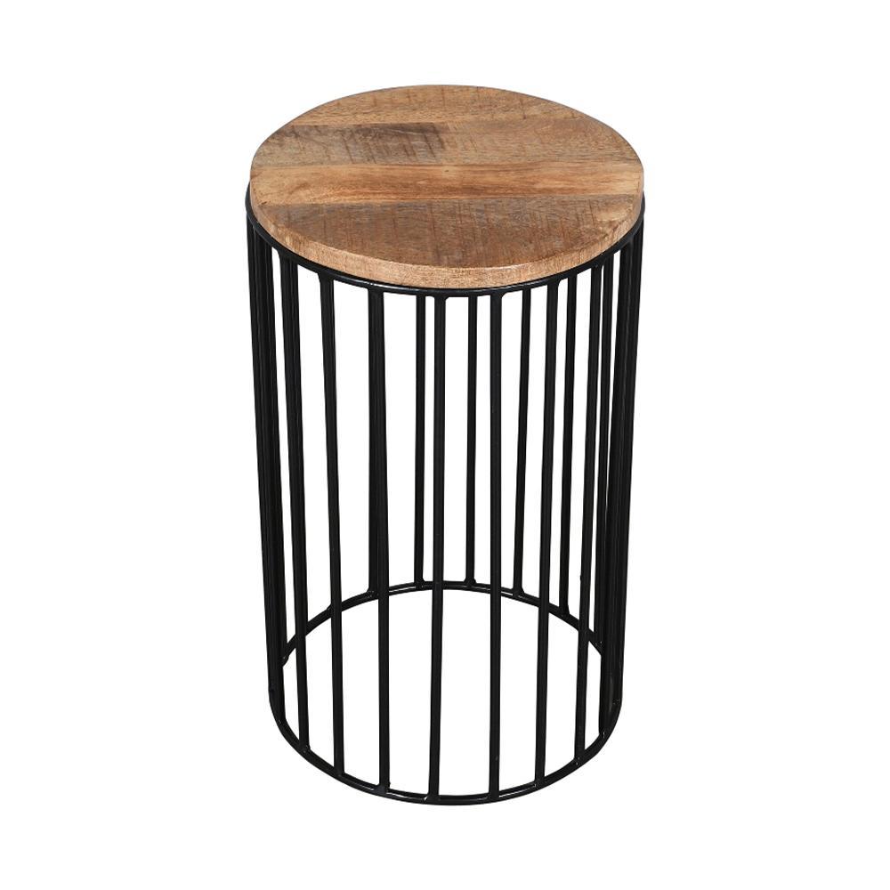 Julian Side Table Cylindrical Gold & Black - Furniture Castle