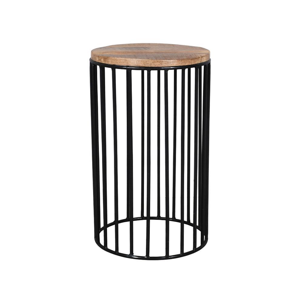 Julian Side Table Cylindrical Gold & Black - Furniture Castle