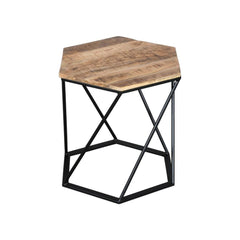 Julian Side Table Hexagon Gold & Black - Furniture Castle