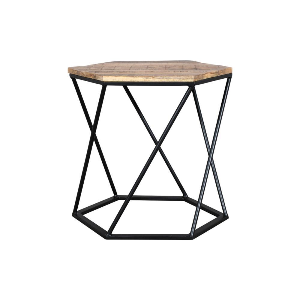 Julian Side Table Hexagon Gold & Black - Furniture Castle