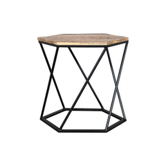 Julian Side Table Hexagon Gold & Black - Furniture Castle