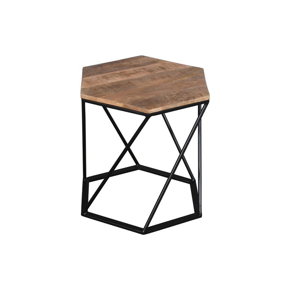 Julian Side Table Hexagon Gold & Black - Furniture Castle