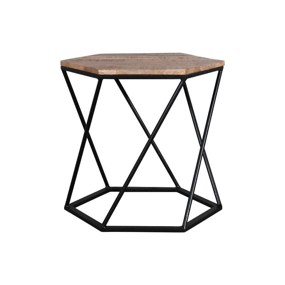 Julian Side Table Hexagon Gold & Black - Furniture Castle