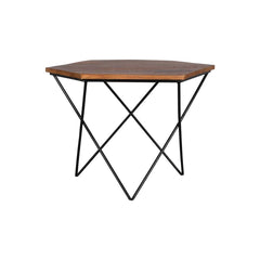 Julian Side Table Hexagon Gold & Black Large - Furniture Castle