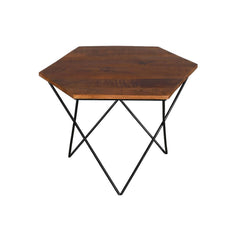 Julian Side Table Hexagon Gold & Black Large - Furniture Castle