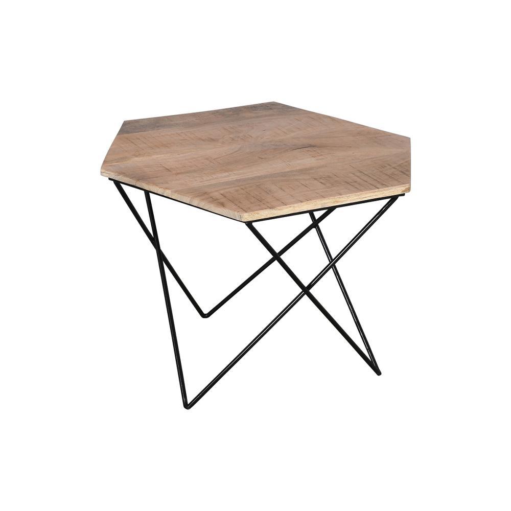 Julian Side Table Hexagon Gold & Black Large - Furniture Castle