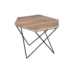 Julian Side Table Hexagon Gold & Black Large - Furniture Castle