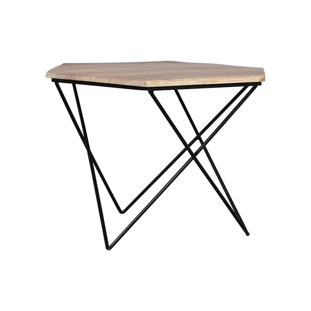 Julian Side Table Hexagon Gold & Black Large - Furniture Castle