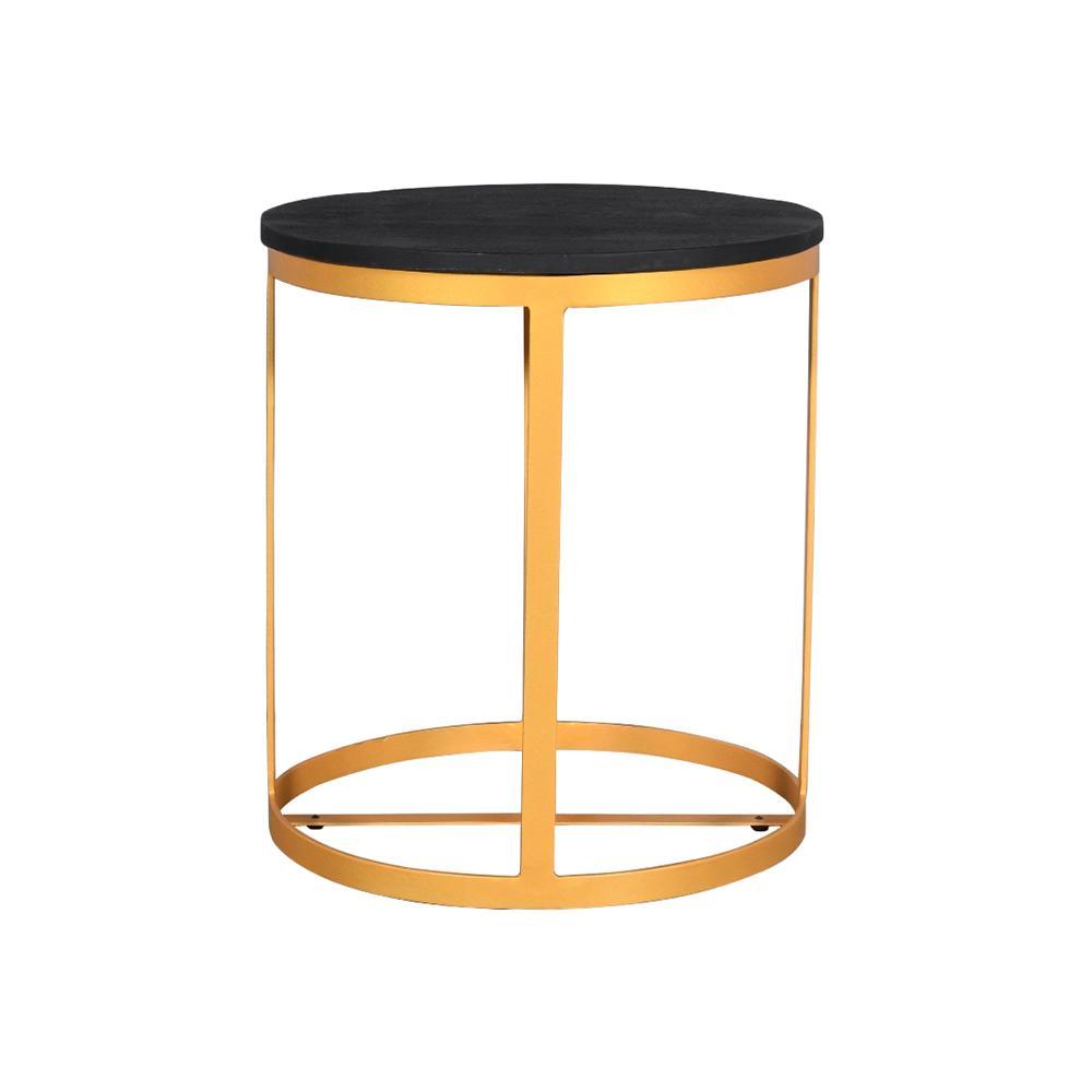 Julian Side Table Round Gold & Black - Furniture Castle
