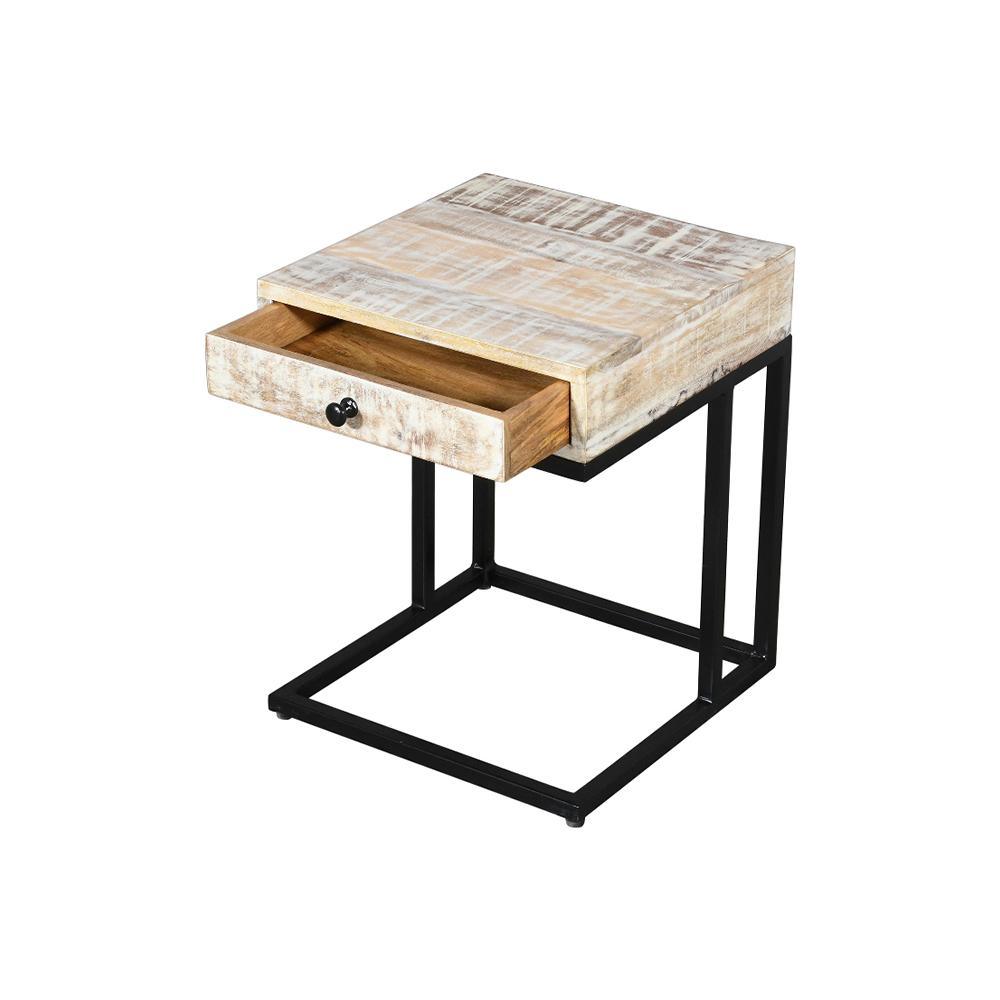 Julian Side Table With Drawer Black - Furniture Castle