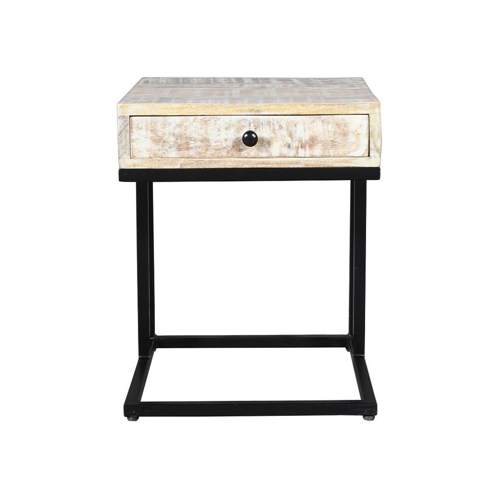 Julian Side Table With Drawer Black - Furniture Castle