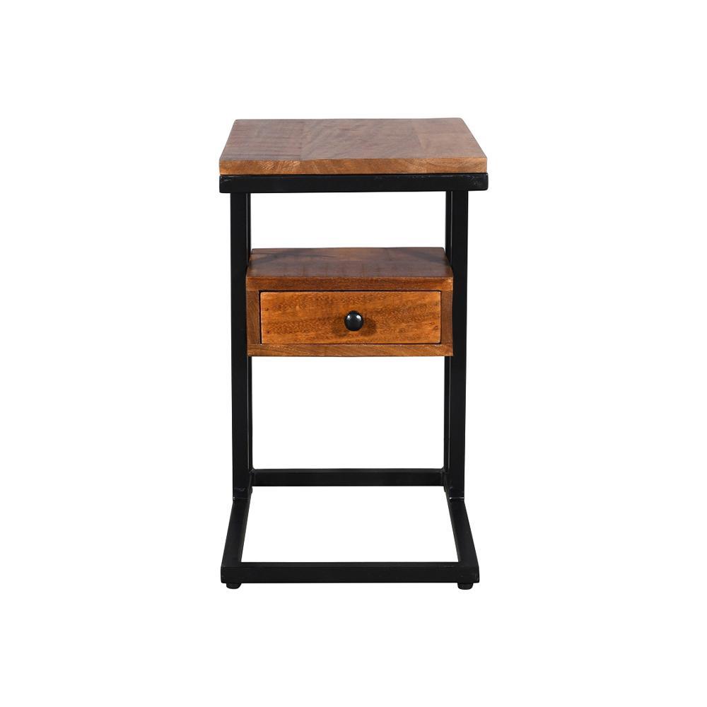 Julian Side Table With Shelf Gold & Black - Furniture Castle