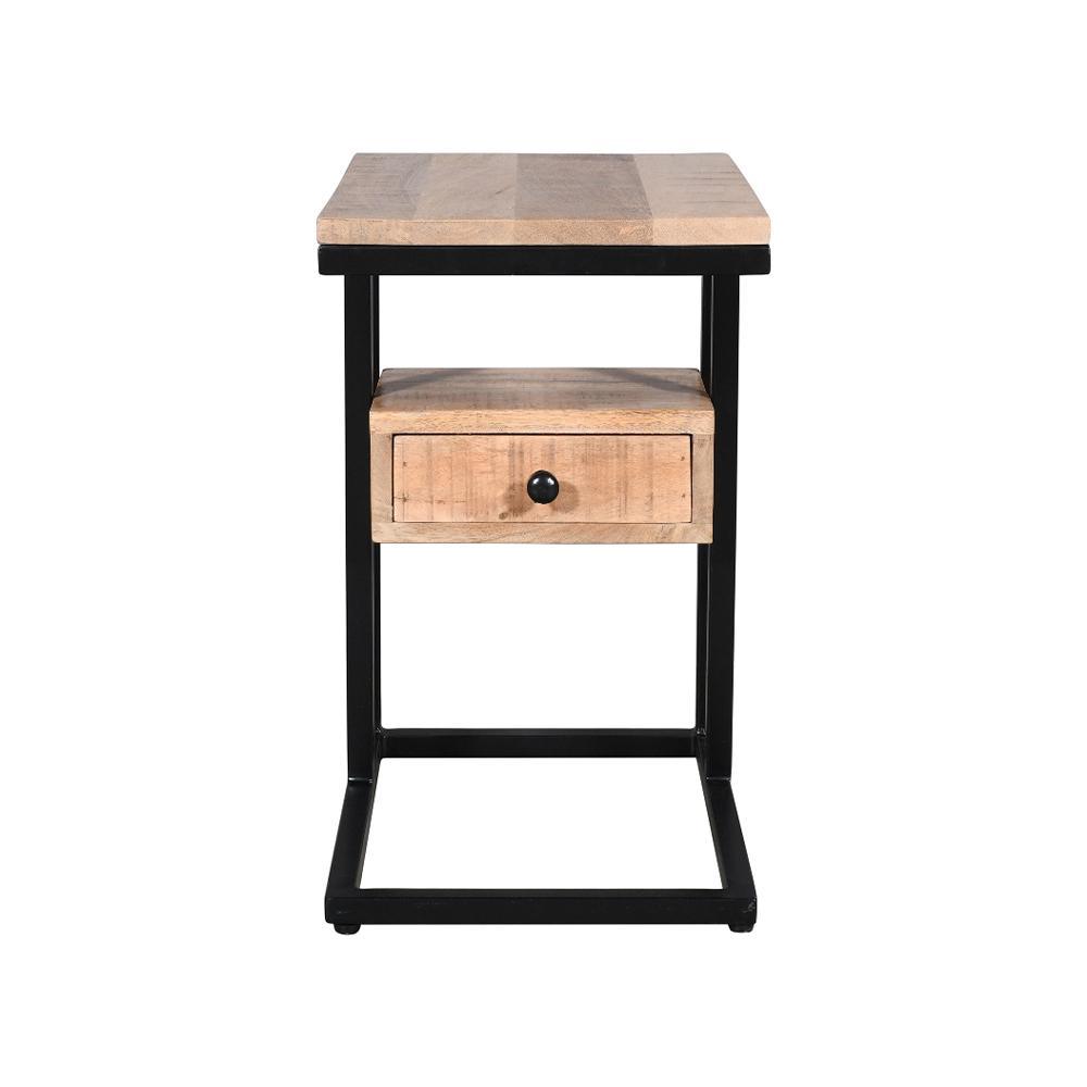 Julian Side Table With Shelf Gold & Black - Furniture Castle