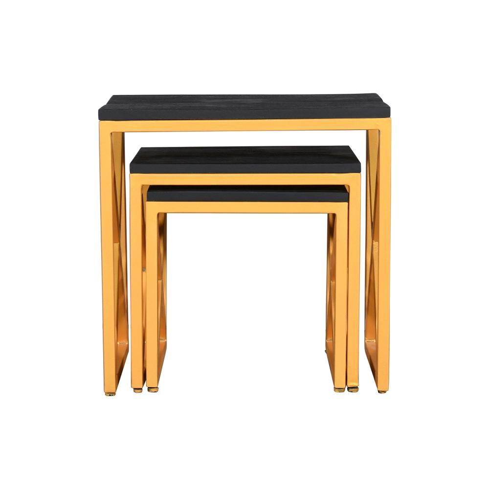 Julian Stool Set Of 3 Gold & Black - Furniture Castle