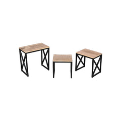 Julian Stool Set Of 3 Gold & Black - Furniture Castle