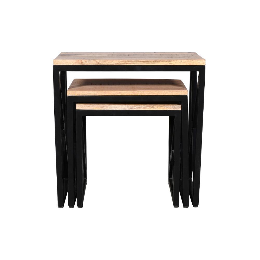 Julian Stool Set Of 3 Gold & Black - Furniture Castle