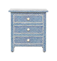 Majestic Inlay 3dr Fish Scale Bedside - Blue - Furniture Castle