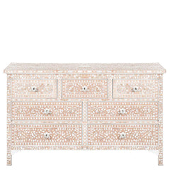 Majestic Inlay 7dr Chest Floral MoP - Blush Pink - Furniture Castle