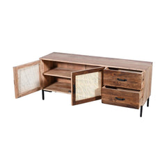 Rattan 2 Door 2 Drawer TV Cabinet - Furniture Castle