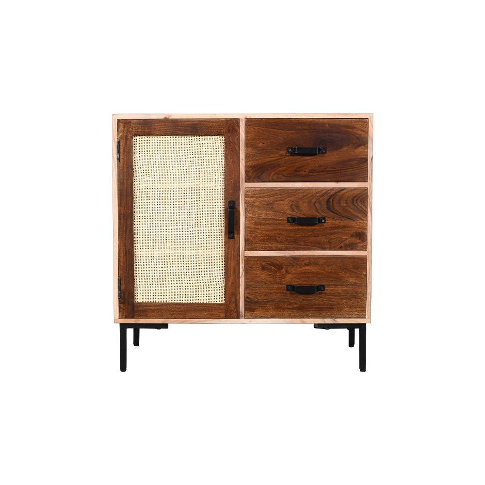 Rattan 3 Drawer 1 Door Cabinet - Furniture Castle