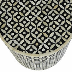 Rowan Inlay Geo Sidetable - Black - Furniture Castle